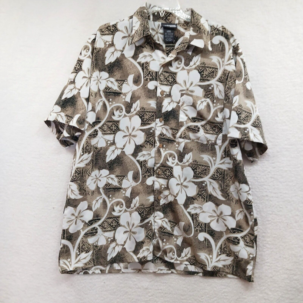 Extreme Gear Shirt, Men's Size Large Green White, Floral, Hawaiian,‎ Button Up